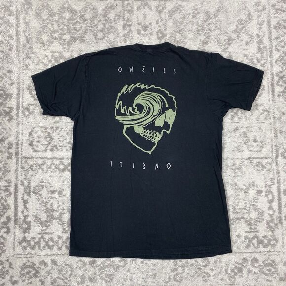 O'Neill Surf T Shirt Black Casual Mens Short Sleeve Surfing Skull Size Medium - Picture 1 of 5
